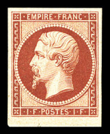 ** N°18d, 1F Carmin, Petit Bord De Feuille, Impression De 1862, Fraîcheur Postale, SUP (certificat)  Qualité: ** - 1853-1860 Napoleon III