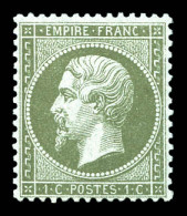 ** N°19, 1c Vert-olive, Fraîcheur Postale, Bon Centrage. SUP (certificat)  Qualité: ** - 1862 Napoléon III