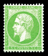 ** N°20b, 5c Vert-jaune Sur Verdâtre, Fraîcheur Postale. SUP (certificat)  Qualité: ** - 1862 Napoleon III