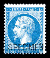 ** N°22d, 20c Bleu Surchargé 'SPECIMEN'. TTB (certificat)  Qualité: ** - 1862 Napoleon III