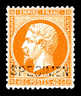 * N°23d, 40c Orange Surchargé 'SPECIMEN', Frais. TTB (certificat)  Qualité: *  Cote: 1300 Euros - 1862 Napoleon III