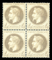 ** N°27B, 4c Gris Type II En Bloc De 4 (2ex *), Fraîcheur Postale, Très Bon Centrage. SUP (signé/certificat)  Qualité: * - 1863-1870 Napoléon III Con Laureles