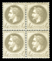 ** N°27Ba, 4c Gris Foncé Type II En Bloc De Quatre (2ex*), Fraîcheur Postale, TTB (certificat)  Qualité: ** - 1863-1870 Napoleon III Gelauwerd
