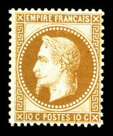 ** N°28A, 10c Bistre Type I, Fraîcheur Postale. SUP (certificat)  Qualité: ** - 1863-1870 Napoléon III Con Laureles