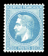 ** N°29A, 20c Bleu Type I, Bon Centrage, Fraîcheur Postale. SUP (certificat)  Qualité: ** - 1863-1870 Napoléon III. Laure