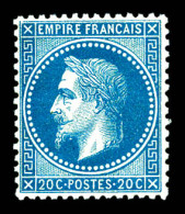 ** N°29B, 20c Bleu Type II, Centré. SUP (certificat)  Qualité: ** - 1863-1870 Napoléon III. Laure