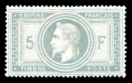 * N°33, Empire, 5F Violet-gris, Fraîcheur Postale. SUP. R. (signé Margues/certificat)  Qualité: *  Cote: 9500 Euros - 1863-1870 Napoleon III Gelauwerd