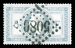 O N°33, 5fr Violet Et Gris Obl GC '5080' (Alexandrie), Pièce Choisie (certificat)  Qualité: Oblitéré  Cote: 1200 Euros - 1863-1870 Napoléon III Lauré