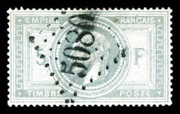 O N°33f, 5f Violet-gris Obl GC 5080 D'Alexandrie, BURELAGE DOUBLE. SUPERBE. R.R. (signé Scheller/certificats)  Qualité:  - 1863-1870 Napoleon III With Laurels