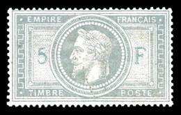 * N°33A, Empire, 5F Gris-violet Avec 5 Et F En Bleu, Fraîcheur Postale, SUPERBE (signé Brun/certificat)  Qualité: *  Cot - 1863-1870 Napoléon III. Laure