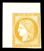 (*) N°36c, Granet, 10c Bistre-jaune Non Dentelé Coin De Feuille. SUP (certificat)  Qualité: (*)  Cote: 450 Euros - 1870 Siège De Paris