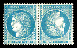 * N°37d, 20c Bleu En Paire Tête-bêche, Très Bon Centrage. SUPERBE (certificat)  Qualité: *  Cote: 7250 Euros - 1870 Beleg Van Parijs