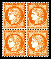 ** N°38, 40c Orange En Bloc De Quatre, Bon Centrage, Fraîcheur Postale (certificats)  Qualité: ** - 1870 Beleg Van Parijs