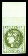 ** N°39A, 1c Olive Report 1, Haut De Feuille, Fraîcheur Postale, SUP (signé Calves/certificat)  Qualité: ** - 1870 Ausgabe Bordeaux