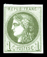 ** N°39A, 1c Olive Report 1, TTB (certificat)  Qualité: ** - 1870 Bordeaux Printing