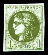 ** N°39C, 1c Olive Rep 3, Fraîcheur Postale, TTB  Qualité: ** - 1870 Bordeaux Printing