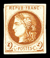 * N°40Ad, 2c Chocolat Clair Report 1, Impression Très Fine Dite De Tours. TTB. R. (signé Calves/certificats)  Qualité: * - 1870 Bordeaux Printing