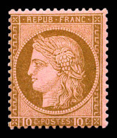 ** N°54, 10c Brun-rose, Frais. SUP (certificat)  Qualité: ** - 1871-1875 Cérès