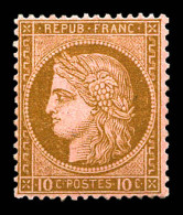 * N°54, 10c Brun S Rose, Quasi **, TTB (certificat)  Qualité: *  Cote: 750 Euros - 1871-1875 Ceres