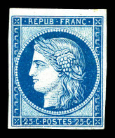 * N°60Ac, Granet, 20c Bleu, Petit Bord De Feuille, TB (certificat)  Qualité: *  Cote: 650 Euros - 1871-1875 Ceres