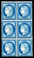 * N°60C, 25c Bleu Type III, Bloc De 6 Exemplaires Dont 2 Ex**, Très Frais. SUP (certificat)  Qualité: * - 1871-1875 Cérès