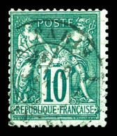 O N°76, 10c Vert Type II, TB (signé Calves)  Qualité: Oblitéré  Cote: 325 Euros - 1876-1898 Sage (Tipo II)