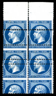 (*) Essais N°22, Empire Non Lauré. 20c Bleu Au Recto Et Olive Au Verso Avec Double Piquage Décalé Verticalement Sur Bloc - 1862 Napoléon III