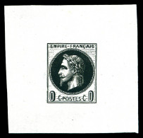 (*) Essais Empire Lauré: 0 C Noir Sur Petit Feuillet. SUP (certificat)  Qualité: (*)  Cote: 600 Euros - 1863-1870 Napoléon III. Laure