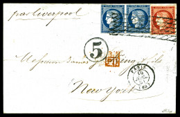 O 25c Cérès (n°4) En Paire + 1F Cérès (n°6) Oblitération Grille Sans Fin + Càd De Paris Le 16 Juillet 1851 Sur Lettre à  - 1849-1876: Classic Period