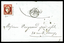 O N°6b, 1f Carmin Foncé Obl Pc 1818 + Càd De LYON Le 14 Fevrier 1853 Sur Lettre Pour Paris. TTB (certificat)  Qualité: O - 1849-1876: Période Classique