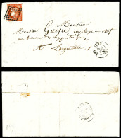 O N°7a, 1F Vermillon Vif, Obl. Grille + T.15 LES VANS Sur Lettre Avec Texte Pour L' ARGENTIERE, Filet Touché En Bas Mais - 1849-1876: Periodo Clásico