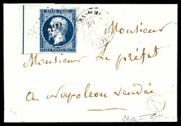 O N°10b, 25c République, Grand Bord De Feuille Latéral Avec Filet D'encadrement Obl Pc '2192' + Càd Du 30 Avril 53 Sur P - 1849-1876: Période Classique