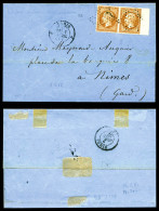 O N°13B, 10c Empire Type II En Paire Bdf Obl étoile Sur Lettre De Paris Pour Nimes. TTB  Qualité: Oblitéré - 1849-1876: Periodo Clásico