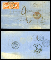 O N°16, 40c Empire En Paire Oblitérée Cachet à Date Autrichien Sur Lettre écrite Et Postée à RUSTSCHUK, Bureau Autrichie - 1849-1876: Période Classique