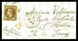 O LE NON DENOMME N°1, 30c Lauré Obl étoile + Càd Rue Taitbout Le 27 Sept 70 Sur Lettre à Destination De ST HELLIER, ILE  - Guerre De 1870