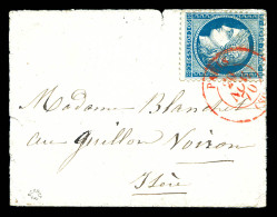 O L'ARCHIMEDE, 20c Siège, Obl PARIS/SC Rouge Du 20 Novembre 1870 Sur Petite Enveloppe Avec Sa Correspondance Sur Papier  - War 1870