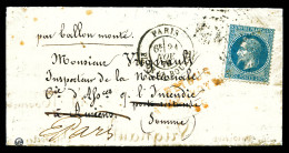 O LA VILLE D'ORLEANS: 20c Lauré Obl étoile '1' + Càd 'Paris Bourse' Le 21 Nov 1870 Sur CIRCULAIRE 'LA NATIONALE' à Desti - War 1870