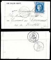 O LE JACQUARD', 20c Siège (n°37), Càd De Paris Le 24 Nov 70 (4ème Levée) à Destination De Lanmeur, Arrivée Le 24 Dec 70. - Krieg 1870