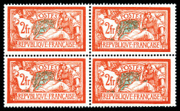 ** N°145, Merson, 2F Orange Et Vert-bleu En Bloc De Quatre, TB (certificat)  Qualité: **  Cote: 640 Euros - 1900-27 Merson