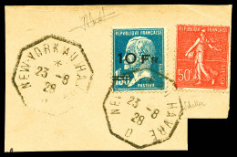 O N°4, Pasteur 10F Sur 1F50 Bleu Surchargé à Bord Du Paquebot 'Ile De France' (+N°181) Obl NEW-YORK Au HAVRE Le 23-8-29  - 1927-1959 Used