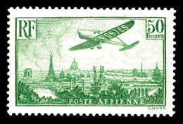 ** N°14, Avion Survolant Paris, 50F Vert-jaune. TB (certificat)  Qualité: **  Cote: 2000 Euros - 1927-1959 Mint/hinged