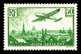 * N°14, Avion Survolant Paris, 50F Vert, TB (signé Calves/certificat)  Qualité: *  Cote: 1100 Euros - 1927-1959 Nuevos