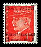 ** N°2, Pétain, 1F Rouge Surchargé 'PAR AVION RICHELIEU'. SUP. R. (certificat)  Qualité: **  Cote: 1100 Euros - Militaire Luchtpost