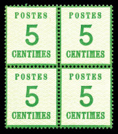 ** N°4, 5c Vert-jaune En Bloc De Quatre, Fraîcheur Postale, Très Bon Centrage (certificats)  Qualité: ** - Unused Stamps