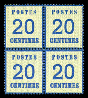 ** N°6, 20c Bleu En Bloc De Quatre, Bon Centrage, Fraîcheur Postale. SUP  Qualité: ** - Unused Stamps