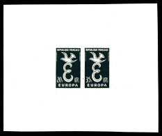 ** N°1173/1174, Paire Europa 1958, Colombe De La Paix, Feuillet Gommé En Noir Avec Présentation Collective Des 2 Timbres - Neufs