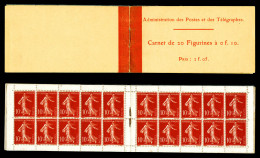 ** N°135-C1, Semeuse, 10c Rouge: Carnet De 20 Timbres à 0,10F, Prix: 2F05, Légères Décalques. B (certificat)  Qualité: * - Anciens : 1906-1965