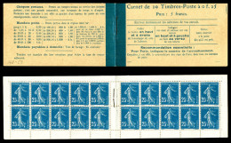 ** N°140-C3, Semeuse, Carnet De 20 Timbres (type IB), Prix 5F, Couverture Postale, Haut De Feuille, Quelques Exemplaires - Antiguos: 1906-1965