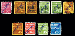 * N°73, 89, 90, 93, 94, 95, 96, 98, 99, 100, Les 10 Valeurs Surchargées 'SPECIMEN'. R.R. (signés Scheller/certificats)   - Mint/Hinged