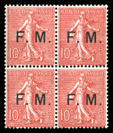 ** N°4, 10c Semeuse, Bloc De 4. TB  Qualité: **  Cote: 520 Euros - Military Postage Stamps